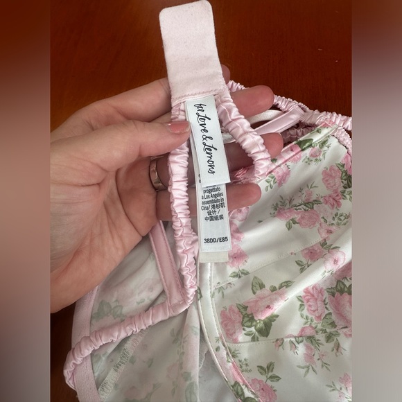 For Love & Lemons pink & white floral bra 38DD - Picture 3 of 7